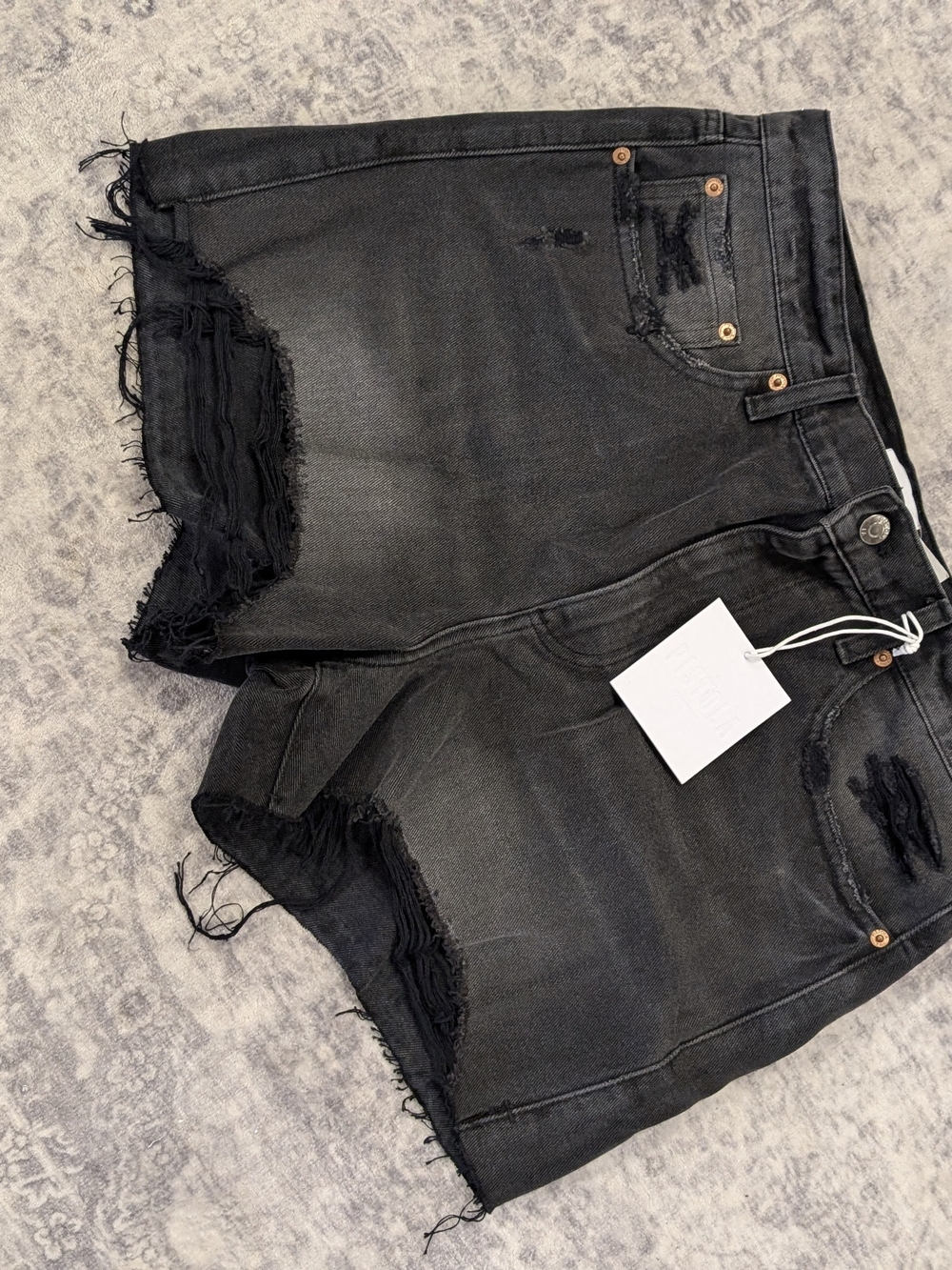 Distressed Black Denim Cutoff Shorts - Women's